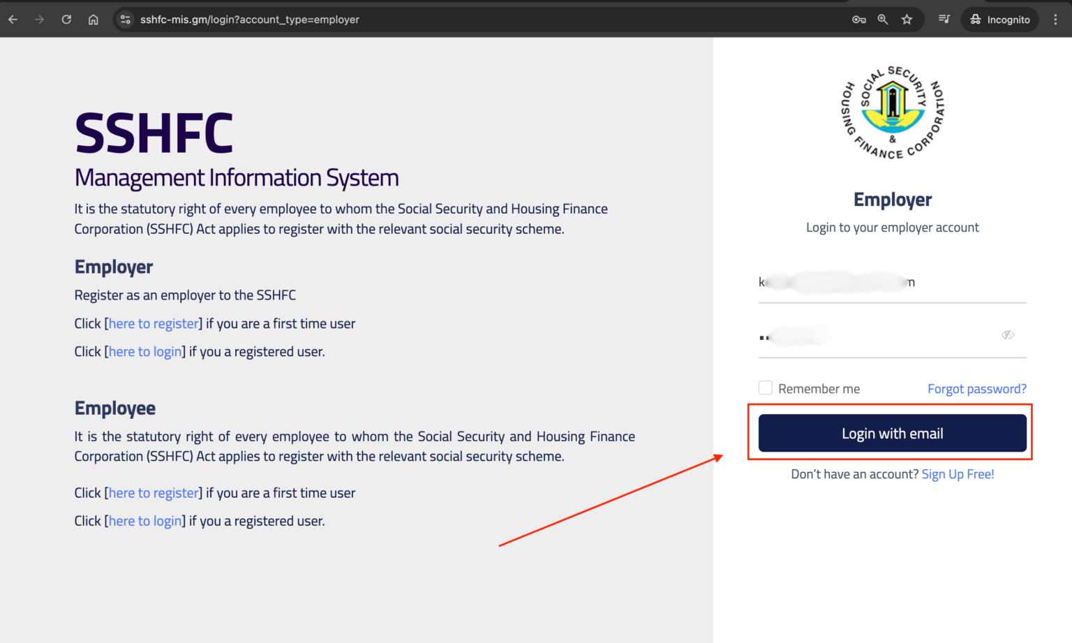 Simployer Log In How to Log in to the SSHFC Portal as an employer
